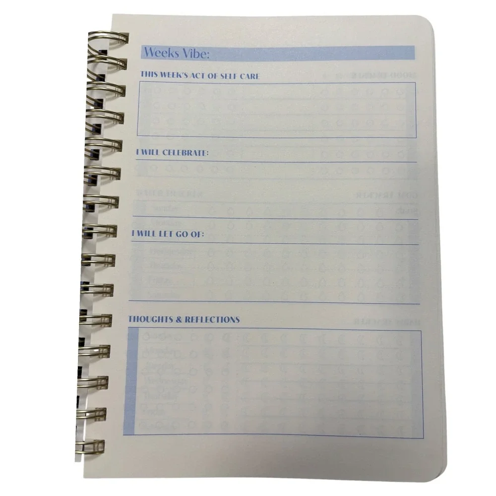 Spritz Guided Journal Rainbow Wave Gold Wire‎ Bound Planner Note Pad 8 x 6 New